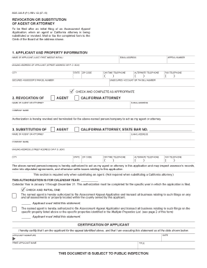 California Assessment Appeal Agent Revocation or Substitution Form