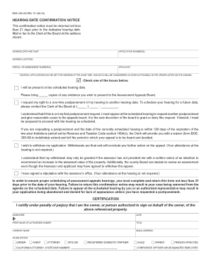 Hearing Date Confirmation Notice