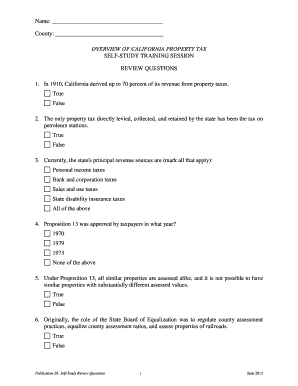 California Property Tax Self-Study Review Questions