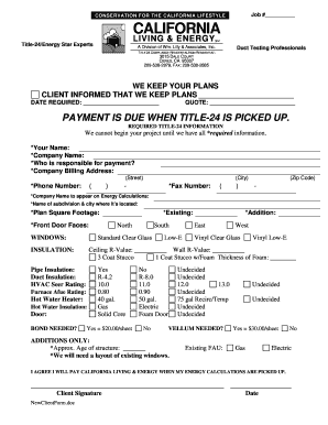California Title 24 Energy Compliance Form