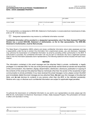 California BOE-82-SA Authorization Form