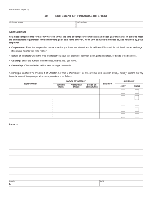Statement of Financial Interest for Appraisers