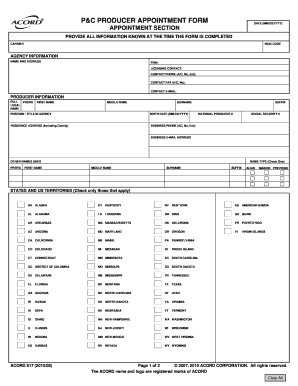 P&C Producer Appointment Form