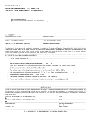 California Grandparent-Grandchild Reassessment Exclusion Form