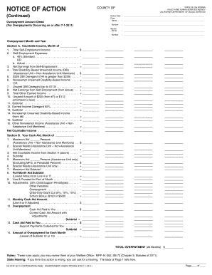 California Overpayment Notice Form