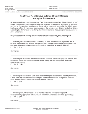 California Relative or Non-Relative Extended Family Member Caregiver Assessment
