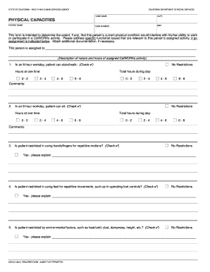 California Physical Capacities Form