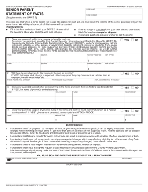 California Senior Parent Income Statement