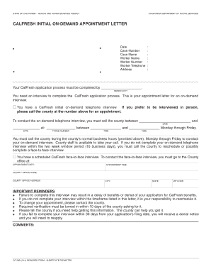 Joining report sample - Calfresh initial on-demand appointment letter - California ... - cdss ca