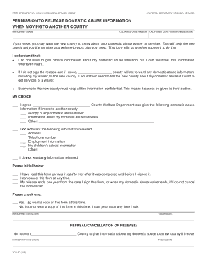 California Domestic Abuse Information Release Form