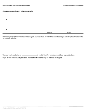 California CalFresh Request for Contact
