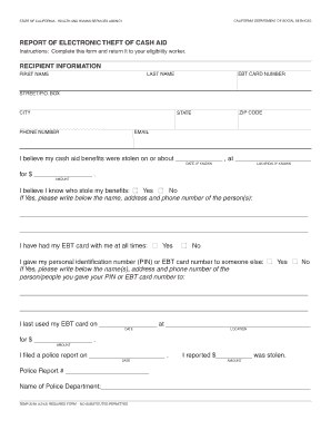 California Electronic Theft of Cash Aid Report