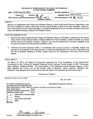 THE BOARD OF SUPERVISORS OF THE COUNTY OF STANISLAUS ACTION AGENDA SUMMARY DEPT: Chief Executive Office 0 BOARD AGENDA# Urgent Routine CEO Concurs with Recommendation YES AGENDA DATE June 18, 2013 NO D 4/5 Vote Required YES I8 'J NO