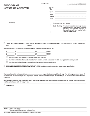 California Food Stamp Approval Notice