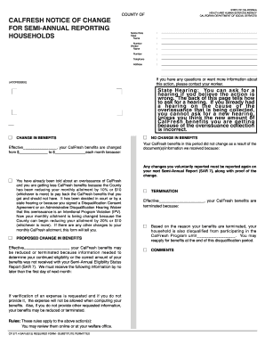 California CalFresh Notice of Change