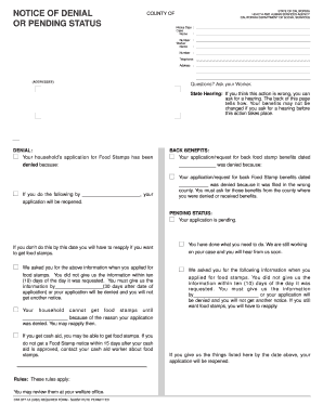 California Food Stamp Denial Notice