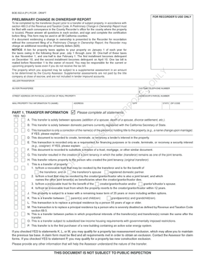 California Preliminary Change in Ownership Report