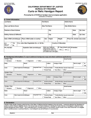 California Curio or Relic Handgun Report