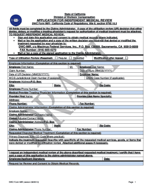 California Independent Medical Review Application