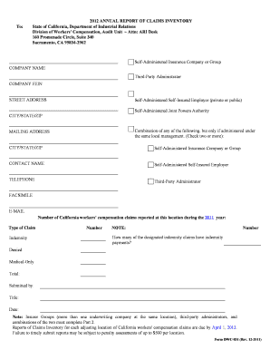 2012 Annual Report of Claims Inventory