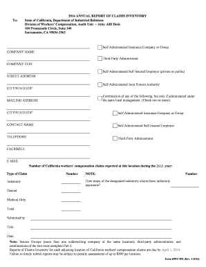 California Annual Report of Claims Inventory