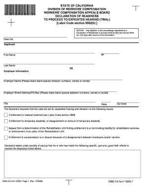 California Workers' Compensation Declaration of Readiness