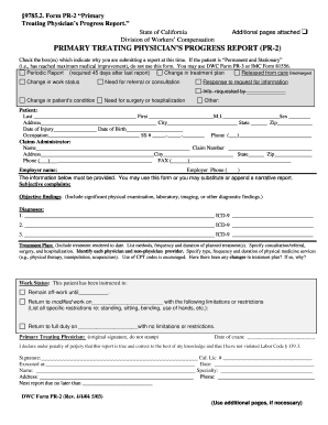 California Primary Treating Physician's Progress Report