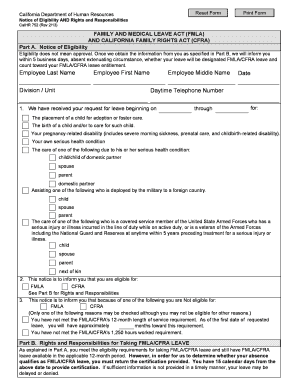 California FMLA/CFRA Notice of Eligibility