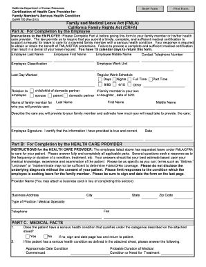 California FMLA/CFRA Health Provider Certification