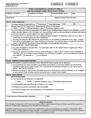 California FMLA/CFRA Designation Notice