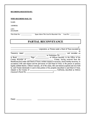 Partial Reconveyance Deed