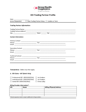 EDI Trading Partner Profile Form