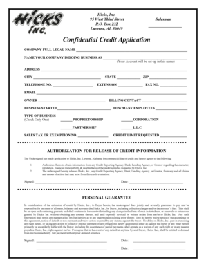 Confidential Credit Application