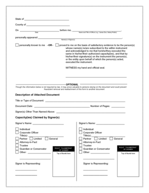 Notary Acknowledgment Form