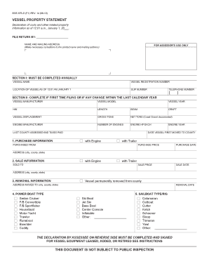 California Vessel Property Statement