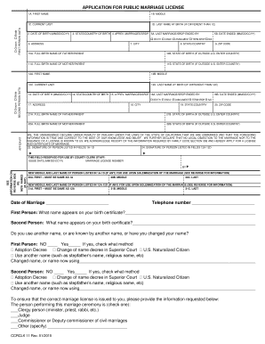 California Public Marriage License Application