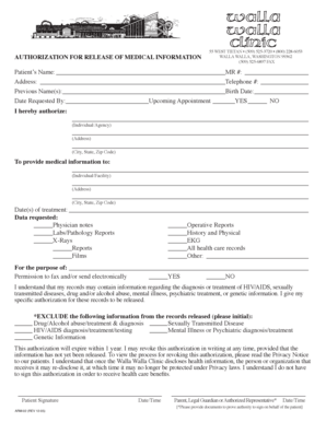 Authorization for Release of Medical Information