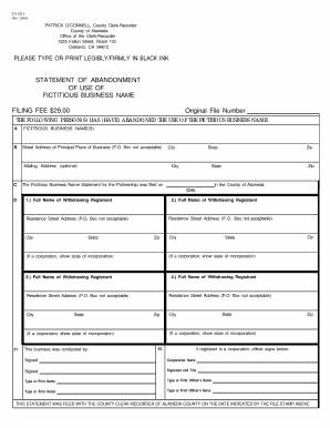 Statement of Abandonment of Fictitious Business Name