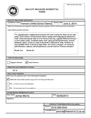 California Ballot Measure Submittal Form