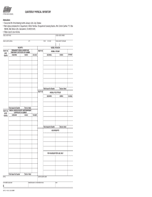 California Quarterly Physical Inventory for Vessel Agents