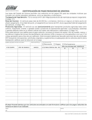 CERTIFICACIÓN DE PAGO REDUCIDO DE ARIZONA