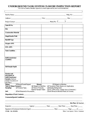 Underground Tank System Closure Inspection Report
