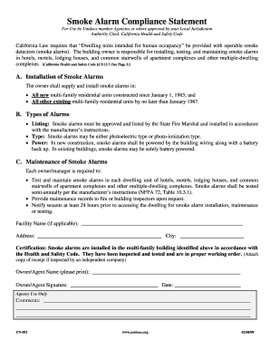 California Smoke Alarm Compliance Statement