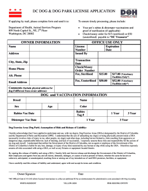 DC Dog Park License Application