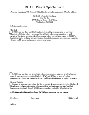 DC HIE Patient Opt-Out Form