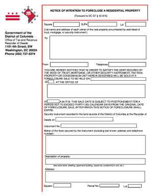 Notice of Intention to Foreclose a Residential Property