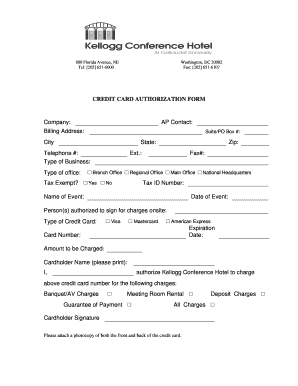 Credit Card Authorization Form