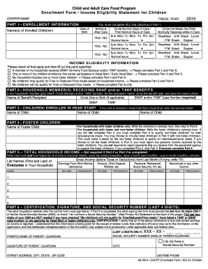 Child and Adult Care Food Program Enrollment Form