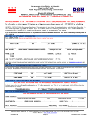 District of Columbia Medicine Renewal Application