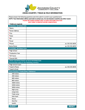Cross Country/Track & Field Information Form
